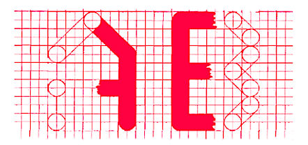 Illustration showing how the letters A and B are constructed inside a grid.