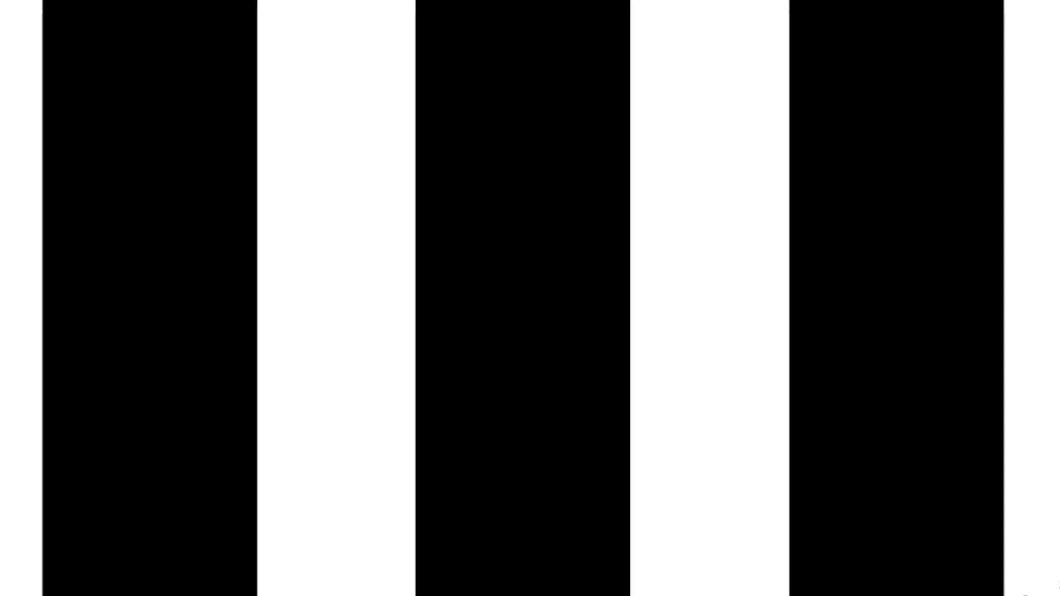 Vertical black and white stripes.